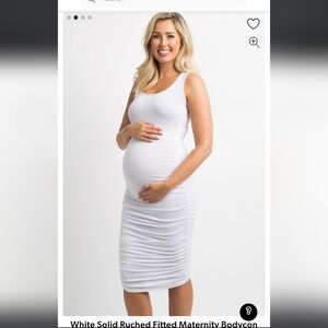Pinkblush White Ruched Maternity Dress